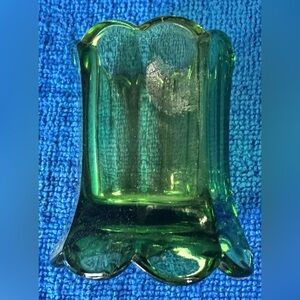 Antique EAPG Emerald Green Toothpick Holder - U.S. Glass Co Maryland Pattern